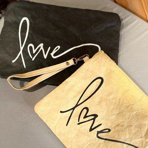 Tan & Black LOVE Wristlet